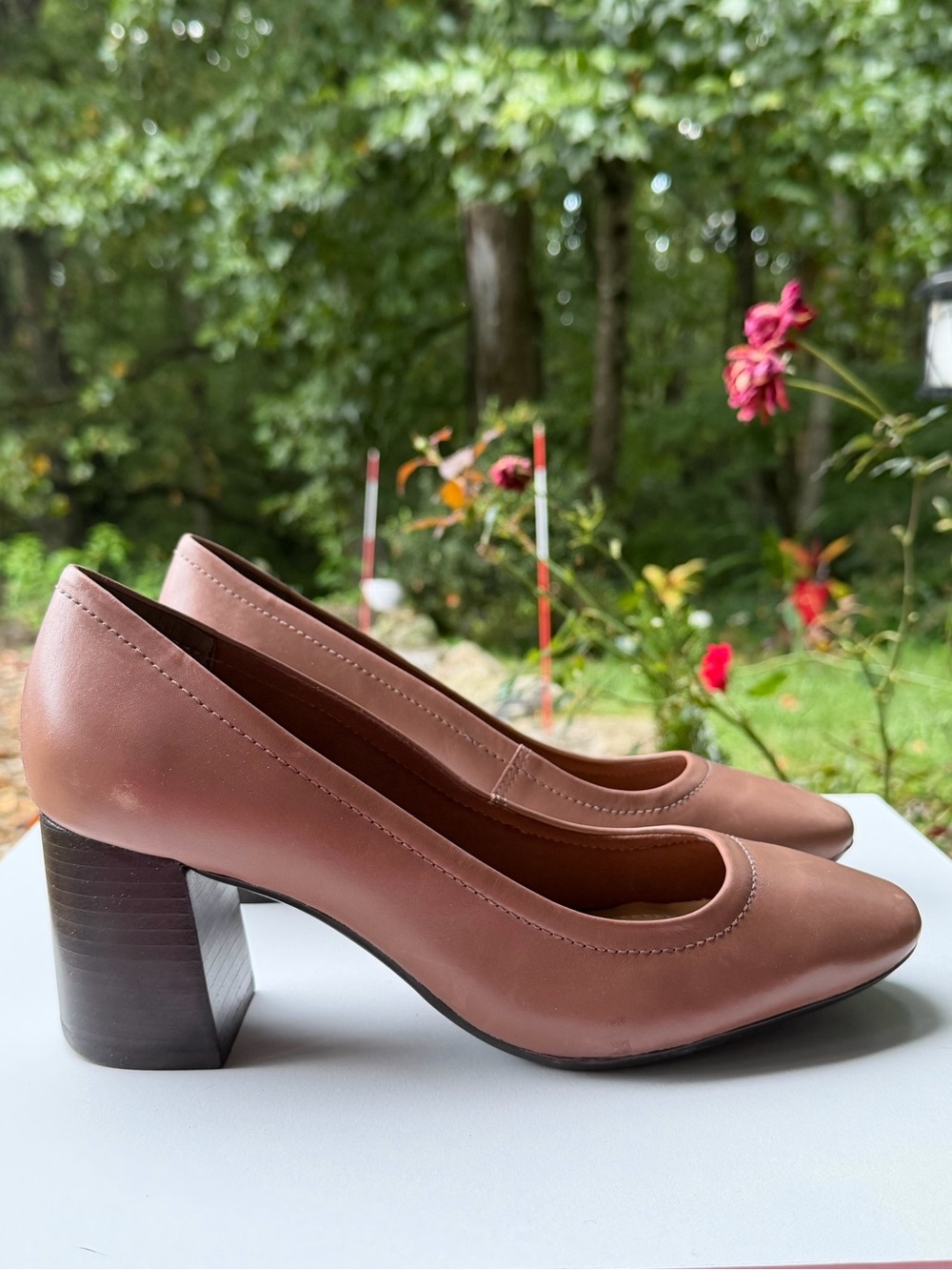 NWOT Bottero Taupe Leather Block Heel Pumps 10